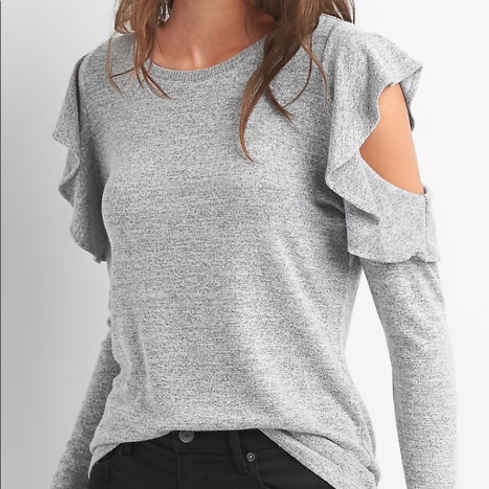 Gap Long sleeve cold shoulder grey softspun shirt